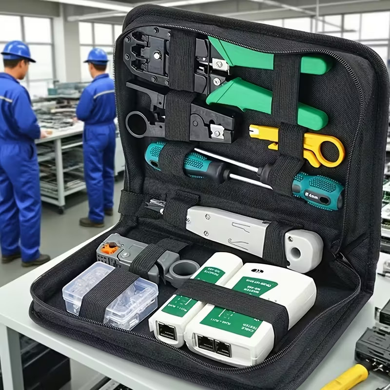Network Tool Kit – RJ45 Crimper, Tester & Strippers for Ethernet Cable Work