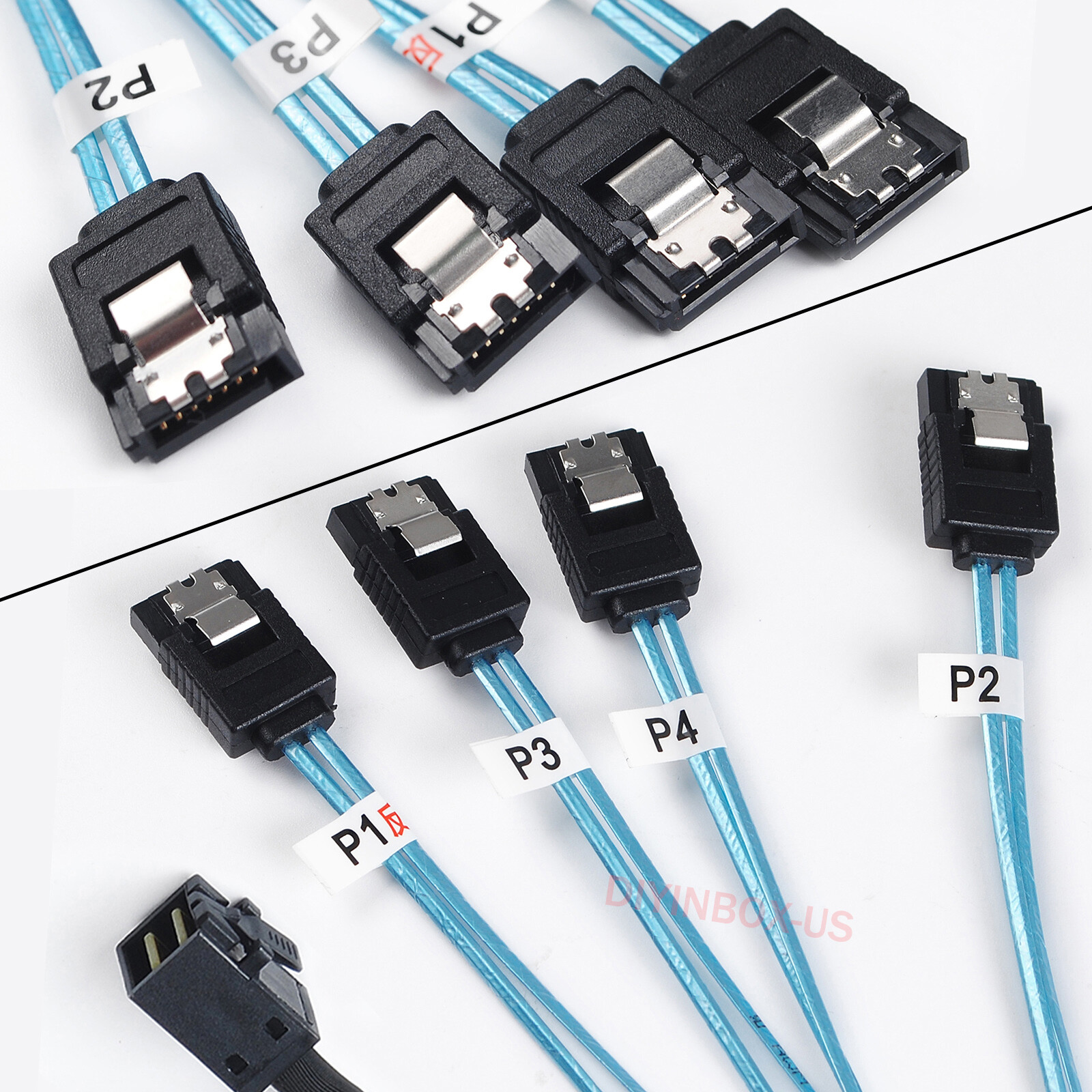 1-4pcs Mini SFF 8643 36pin to Mini 4X SATA 7Pin HD Reverse Breakout Cable 12Gb/s
