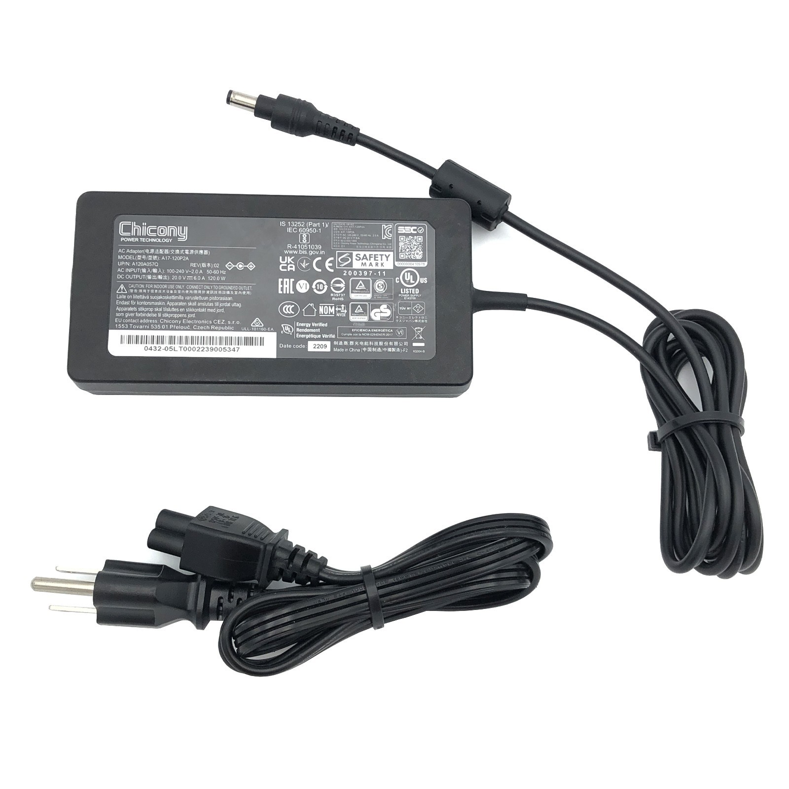 Original Chicony AC Adapter A17-120P2A Power Supply 20V 6A Charger 5.5mm
