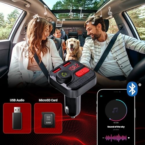Monster Bluetooth FM Transmitter for Car Cigarette Lighter, Bass Boost, Track