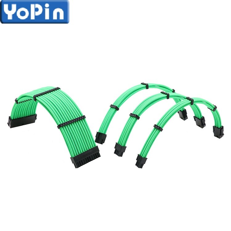 Braided ATX Sleeved Extension Cable for Power Supply 24Pin 6Pin 8Pin 4+4Pin Lot