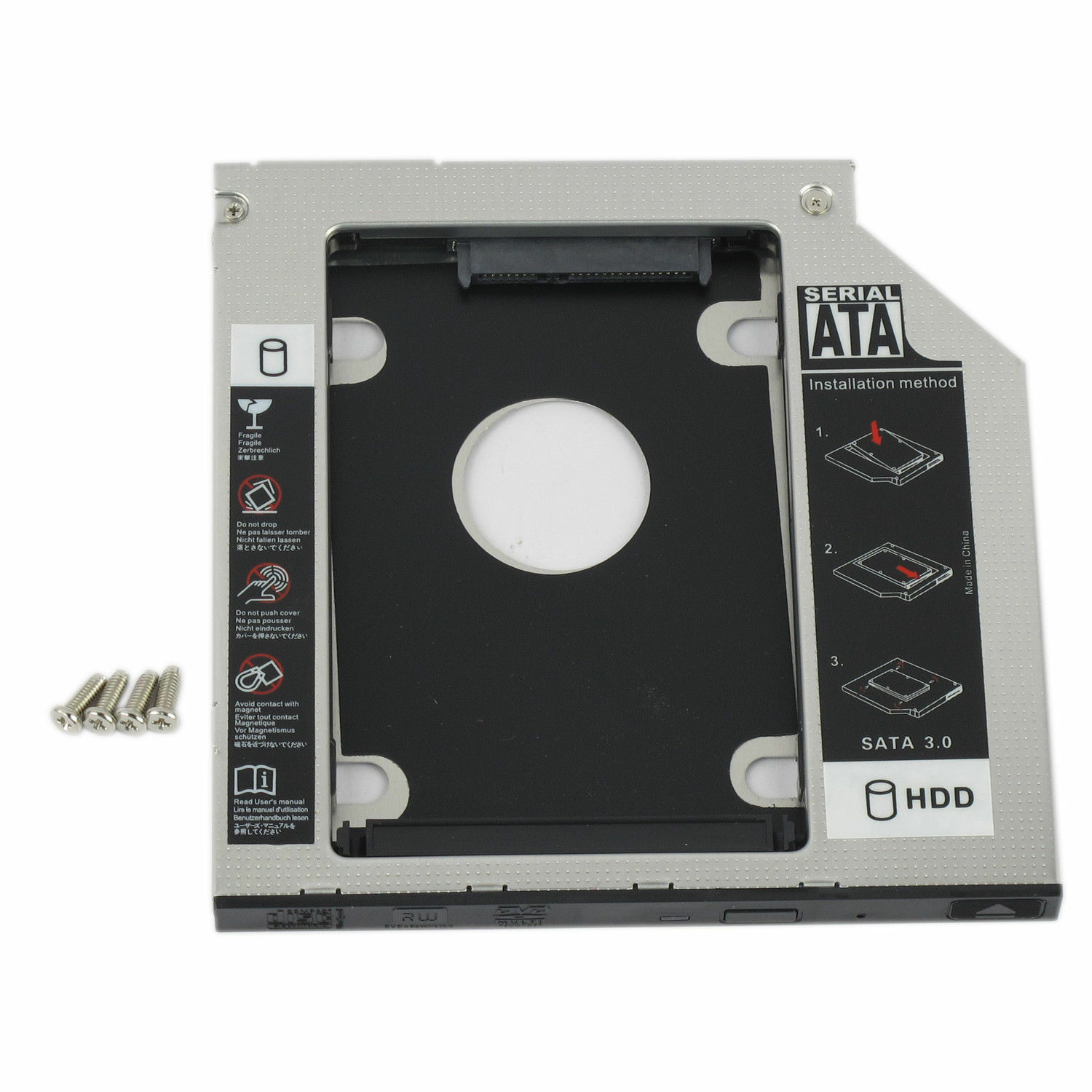 9.5mm Universal For SATA 2nd HDD SSD Hard Drive Caddy CD/DVD-ROM Optical Bay