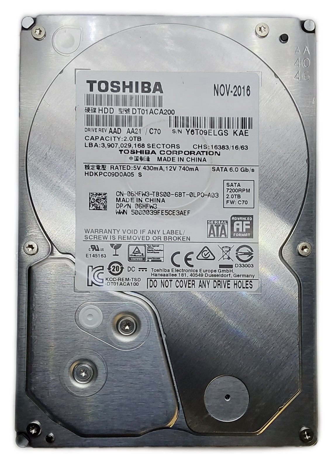 Toshiba DT01ACA200 2TB 3.5″ SATA III HDD