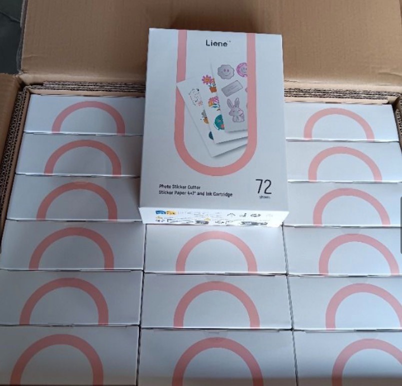 4 Pack Liene PixCut S1 Sticker Paper 4×7 + Ink Cartridge 72 Sheets Each NEW