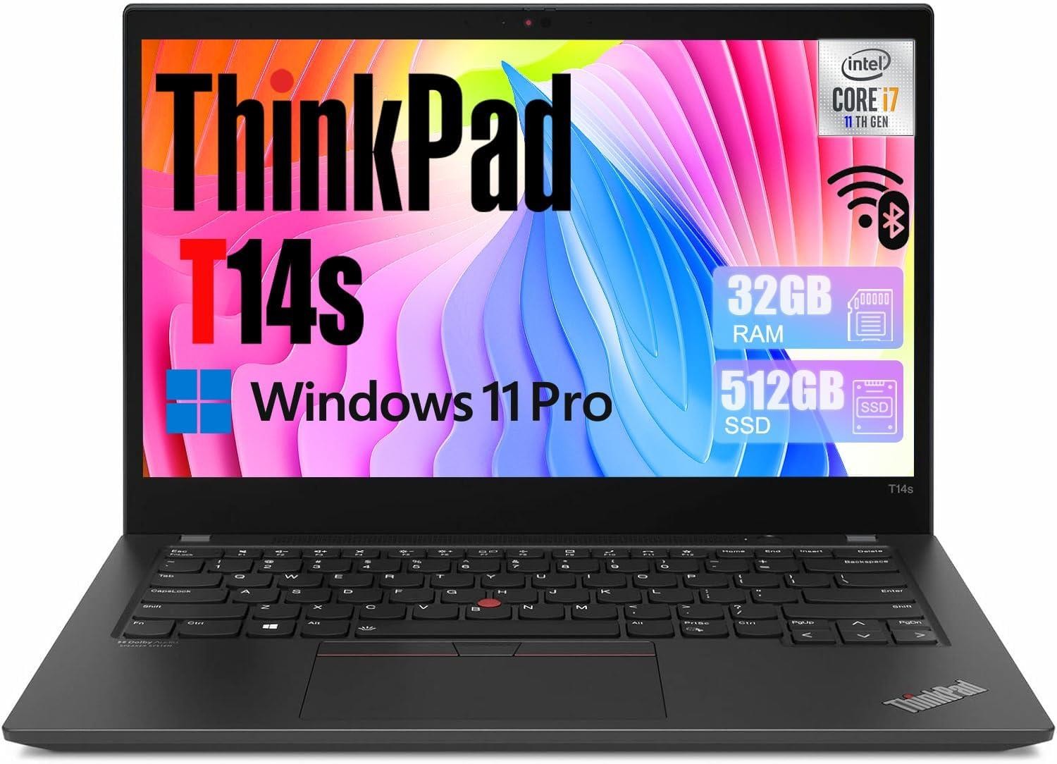 Lenovo T14s Gen 2i 14″ i7-1185G7 32GB RAM 512GB SSD UHD GT2 Black Very Good