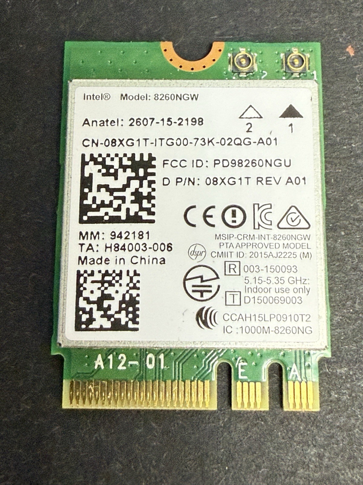 Intel Wireless-AC 8260 NGW Dual Band 802.11ac 867Mbps + Bluetooth 4.2 Wifi Card