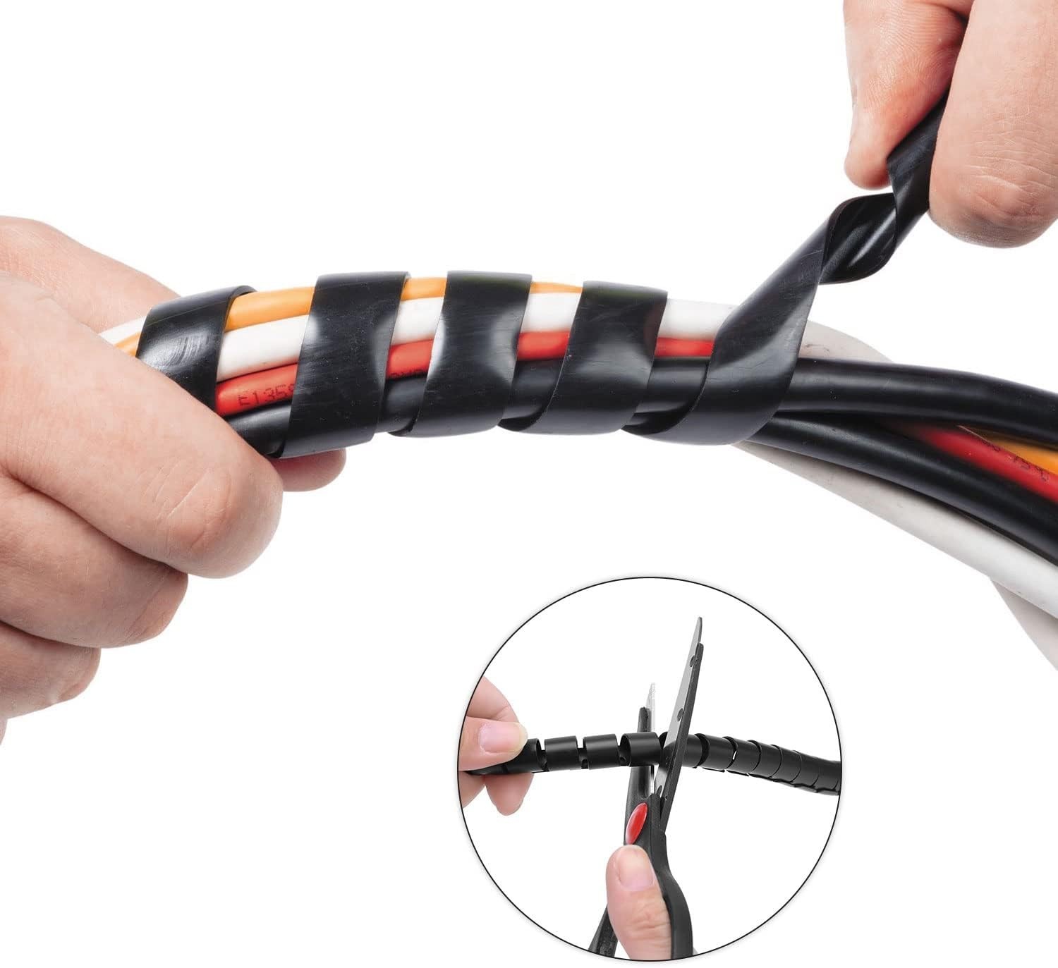 20 Ft Spiral Cable Wrap 1/2″ Wire Cord Cover Bundle Sleeve Hose Management Black