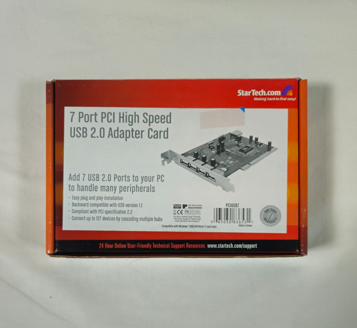 StarTech.com – PCIUSB7 – 7 Port USB 2.0 PCI Interface Card