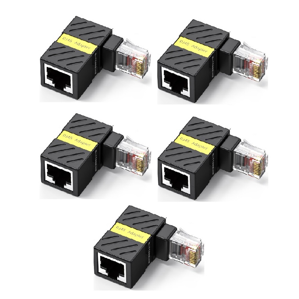 RJ45 360° Rotatable Plug 90 Degrees Right Angle Elbow Gigabit Adapter4973