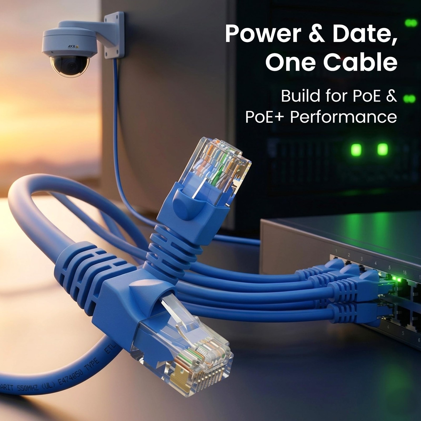 5 PCS Cat 6 Ethernet Patch Cables 6 Ft 10 Gbps Snagless Network Cord Blue