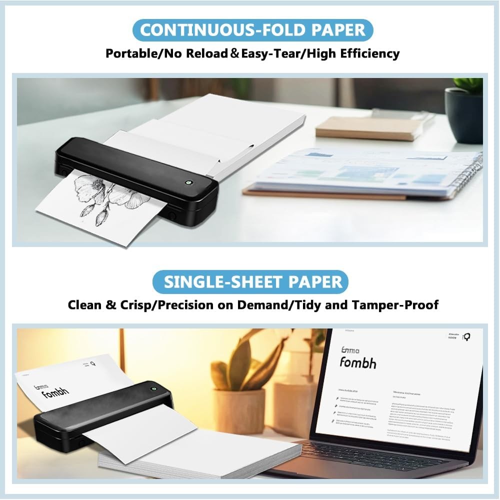 100 Sheets Thermal Printer Paper 8.5 x 11 US Letter Size Portable Printer
