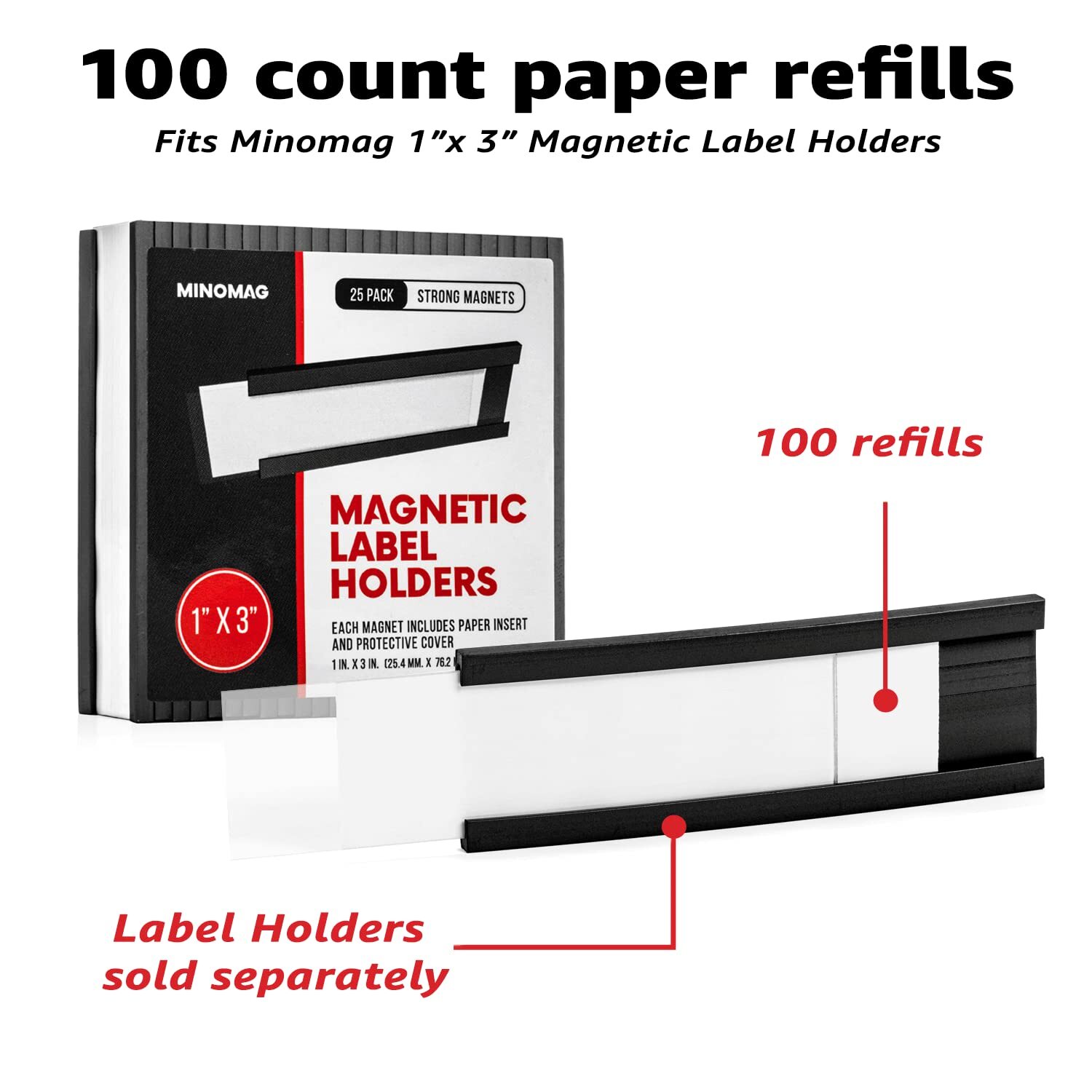 Label Insert Cards 1×3 in 100 PCS White Cardstock for Label Holder Inserts