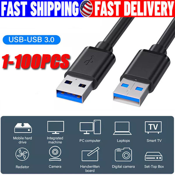 USB 3.0 A Male to A Male Cable Data Transfer Super Speed Power Charger Metal lot