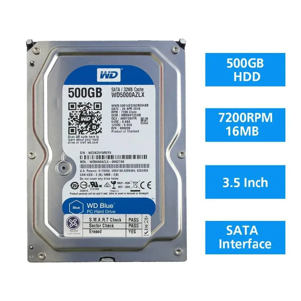 Internal HDD SATA 3.5″ 500GB Hard Drive with Windows 11 Pro Installed