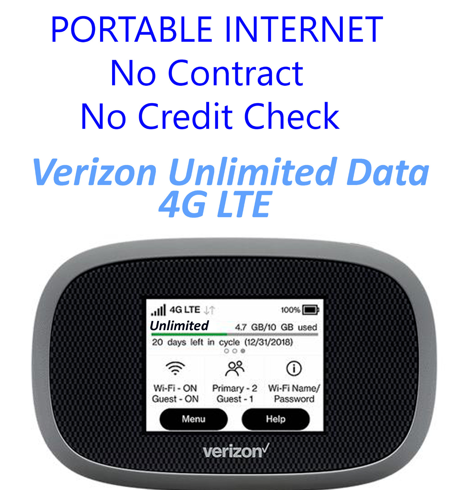 mifi 8800l Verizon Unlimited Data 4G LTE Hotspot 30 DAYS of Full UNLIMITED DATA,