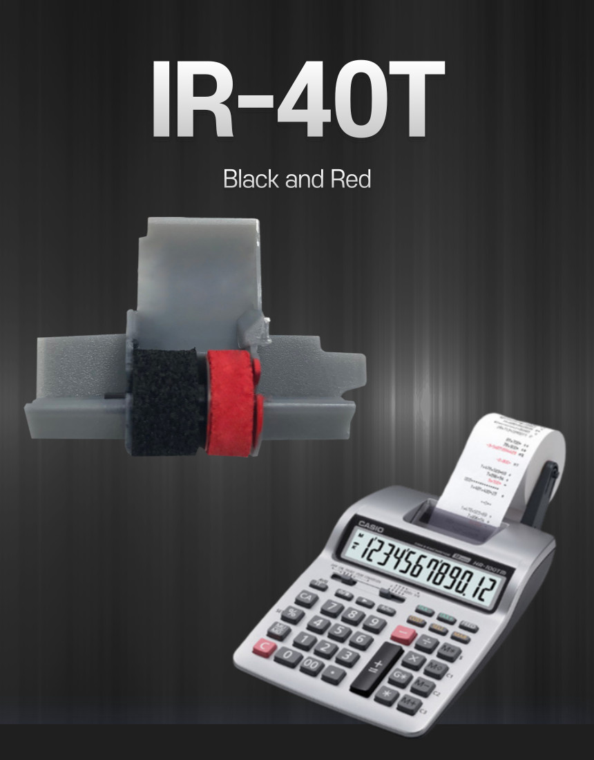 IR-40T Black and Red x 6 Pack Calculator Ink Rollers CP13 NR42 IR40T Sharp Casio