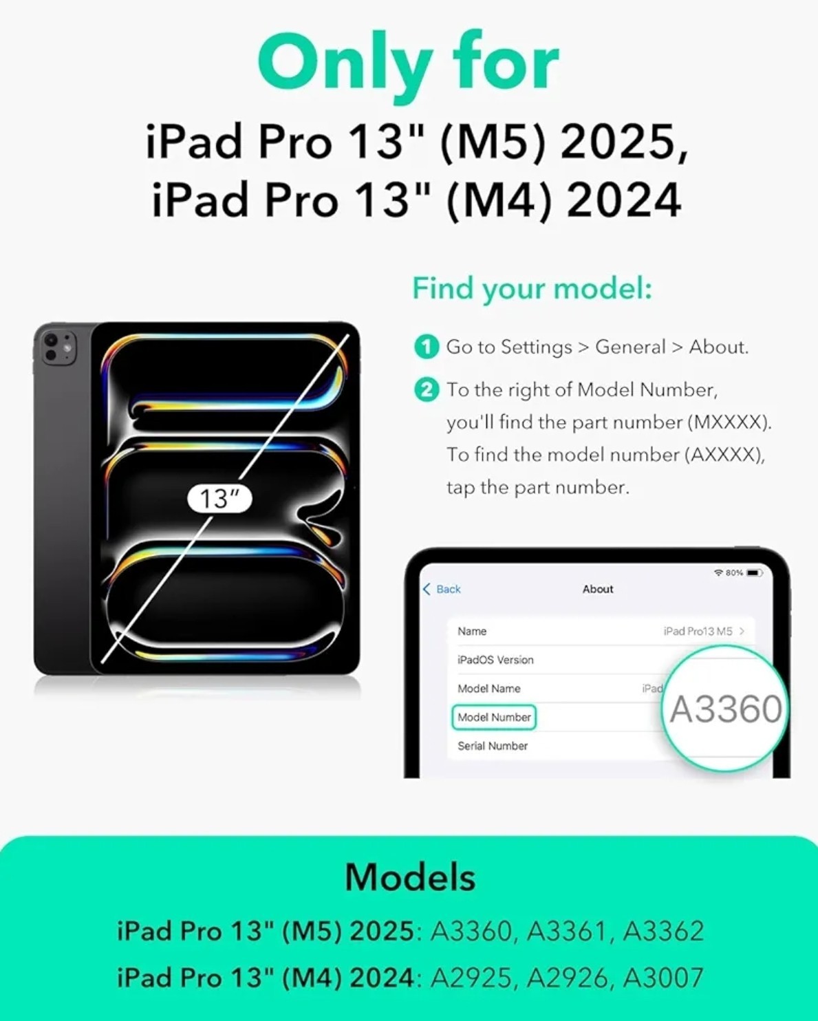 ESR for iPad Pro 13 Inch Case (M5/M4) 2025/2024 Rotating Case with Removable…