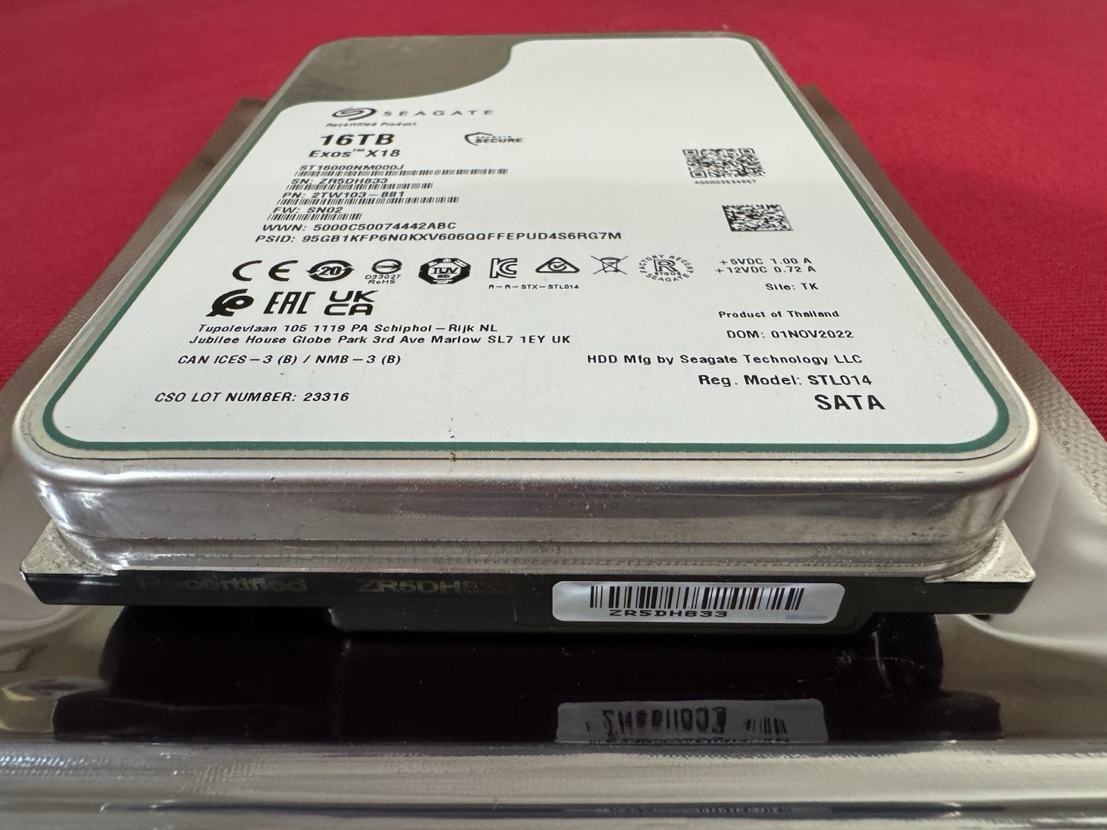 SEAGATE EXOS X18 16TB 7200 RPM SATA 6Gb/s 256MB 3.5” (ST16000NM000J)