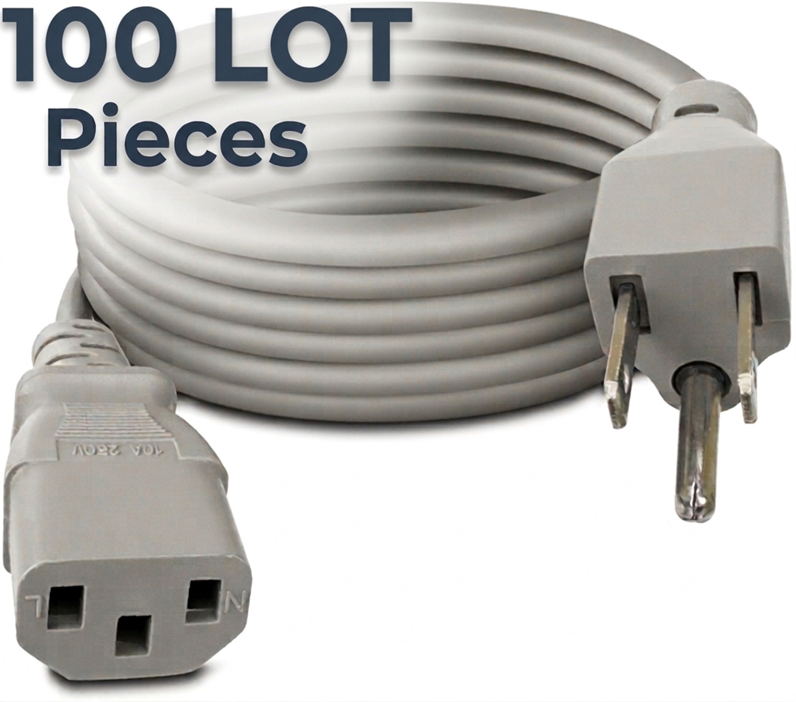 Wholesale Lot – Universal 3‑Prong AC Power Cord NEMA 5‑15P to IEC‑C13 – NEW