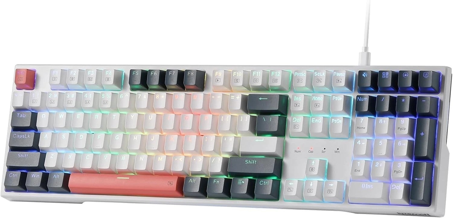 Full Size 108 Keys Mechanical Keyboard with 2 Sets Keycaps