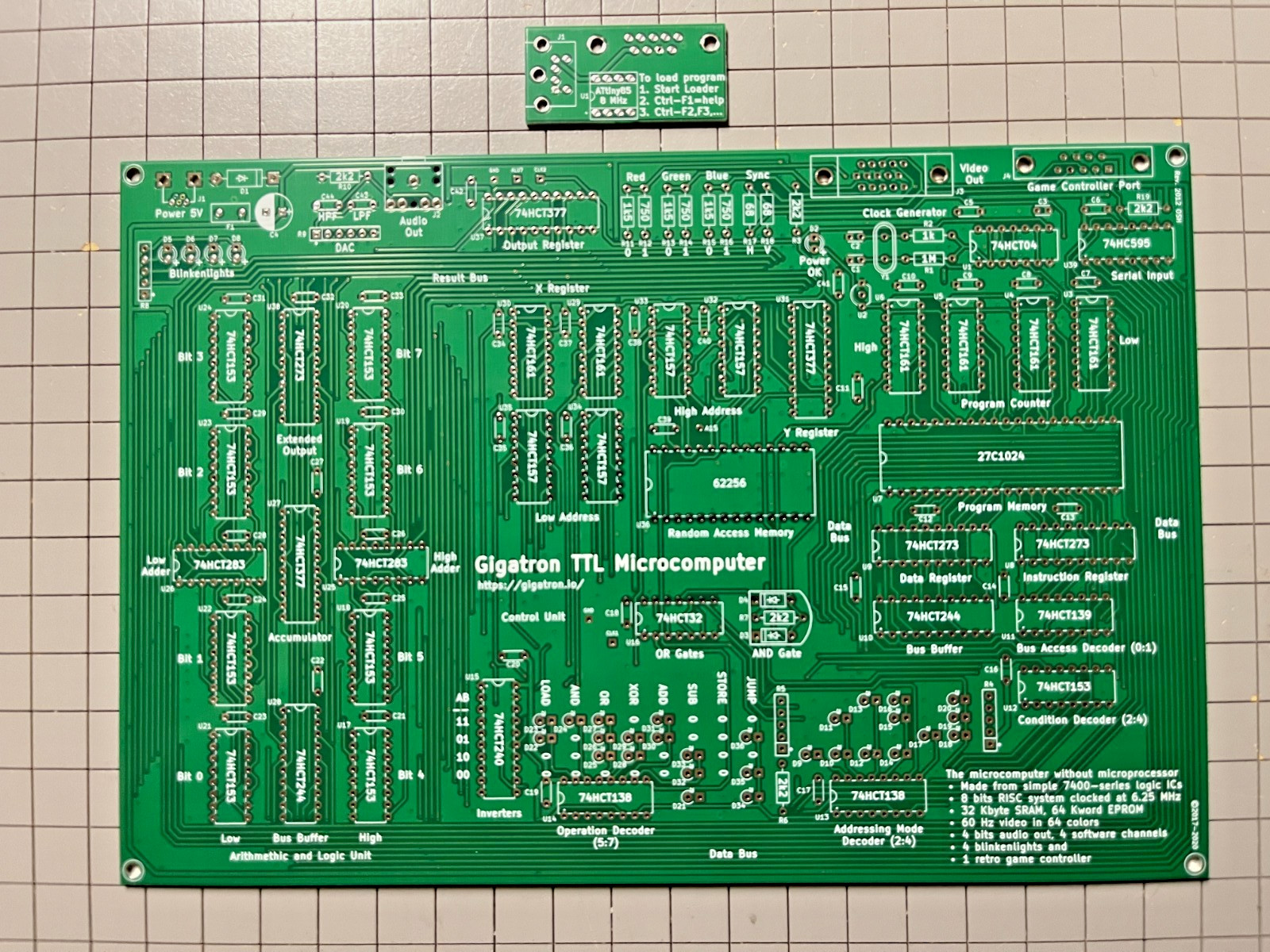 Gigatron TTL PCB (DIY single board 8-bit computer) with Pluggy McPlugface PCB