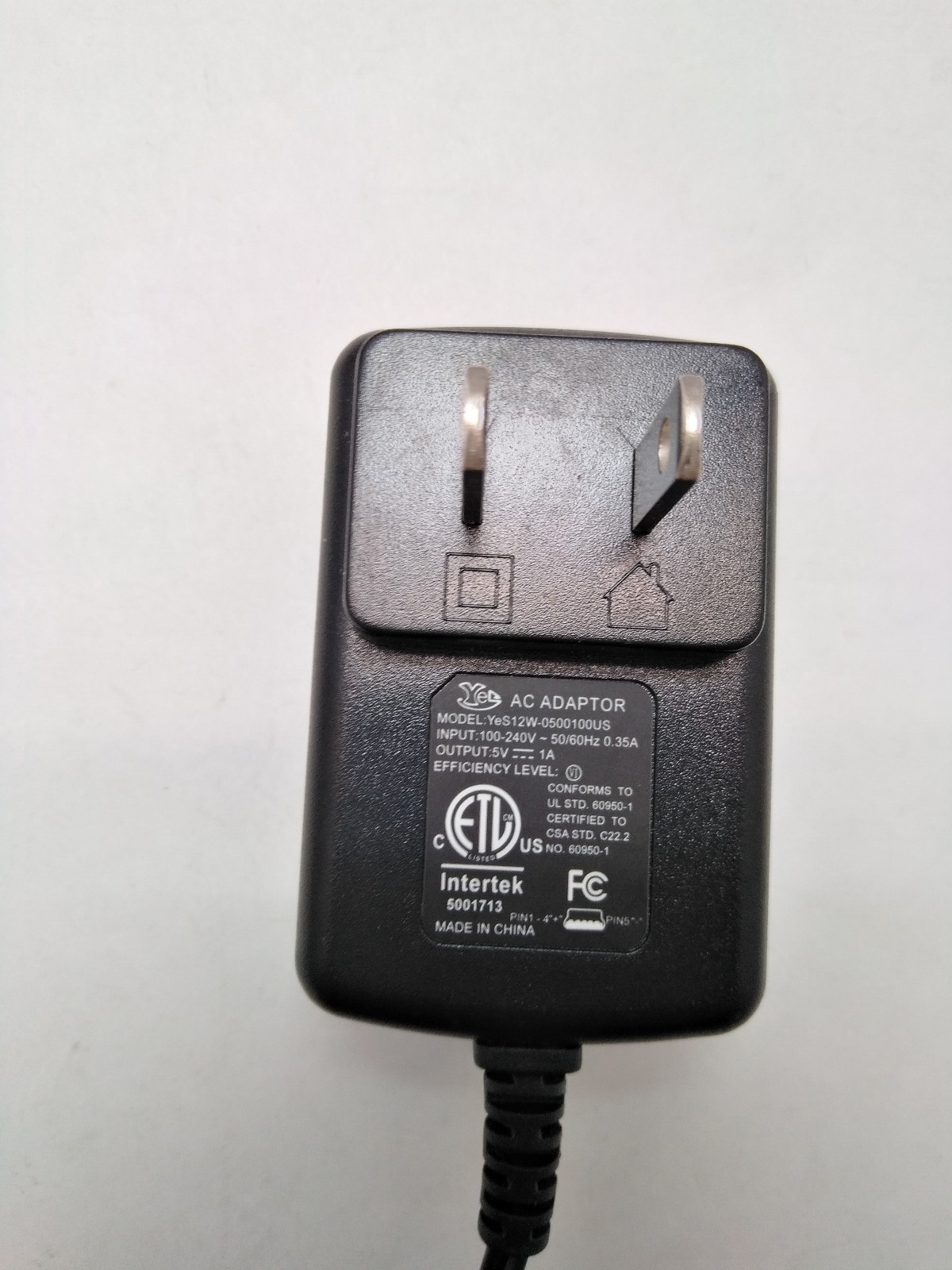 Yes Ac power switching adapter for Yes12w-0500100us 5V 1A mini usb