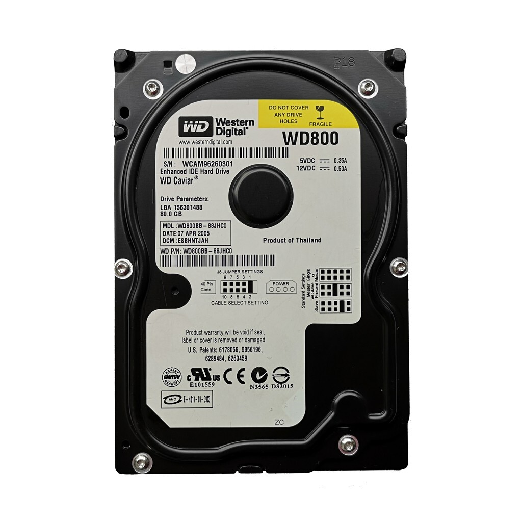 Original Western Digital 80GB WD800BB 7200RPM PATA IDE 3.5″ HDD Hard Disk Drive