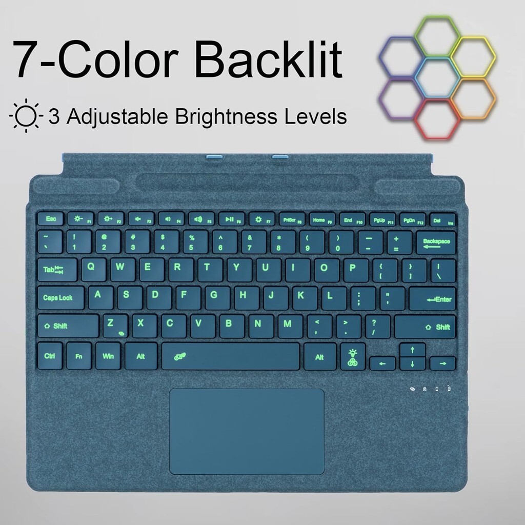 Backlit Wireless Slim Keyboard Touchpad for Microsoft Surface Pro 8/9/X/10/11