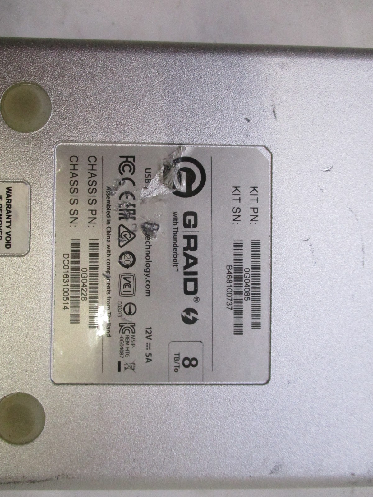 G-Technology 8TB G-RAID 2-Bay Thunderbolt 3 RAID Array Drive PN (0G05748) T8 E11