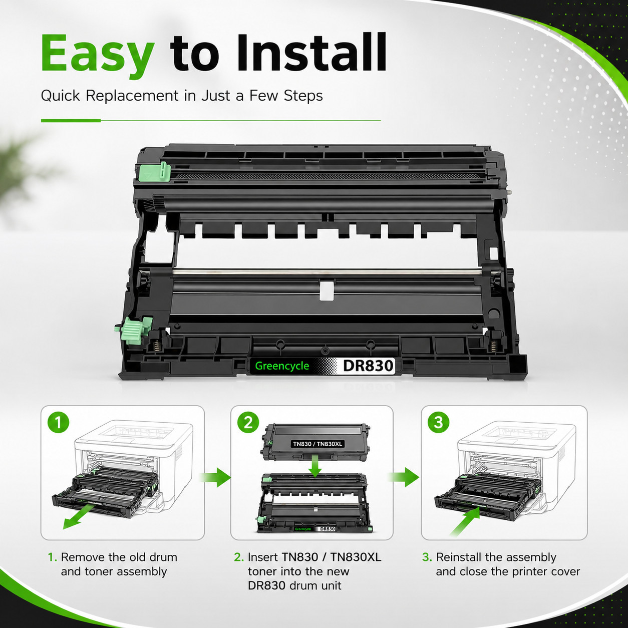 TN830XL Toner Cartridge DR830 Drum Unit for Brother HL-L2420DW HL-L2460DWXL