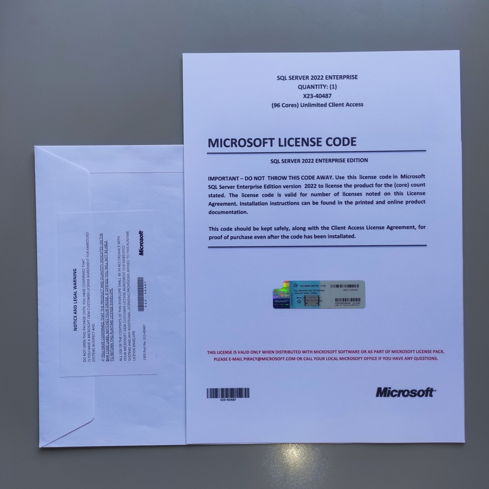 SQL Server 2022 Enterprise 96 Core License & DVD Unlimited CALs with CoA