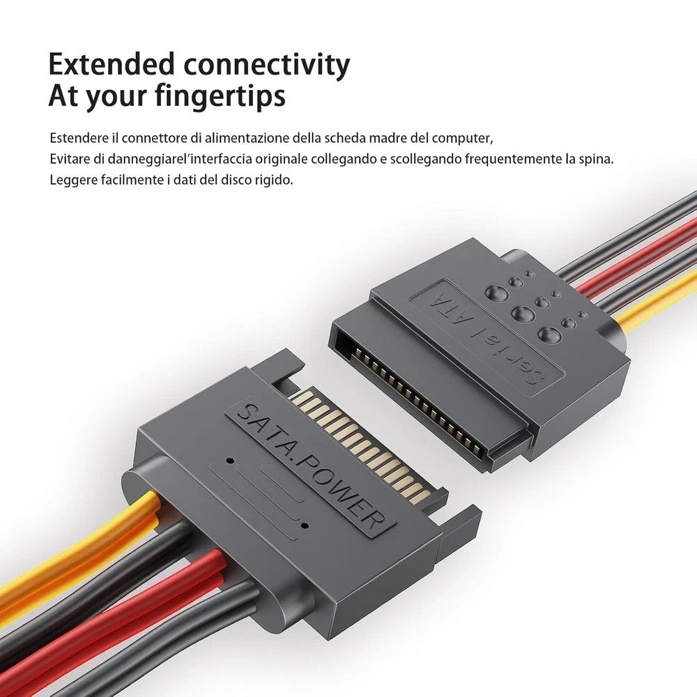 3-Pack 15 Pin SATA Power Splitter Cable, 8 Inch Sata Male to 2X Female Cable for
