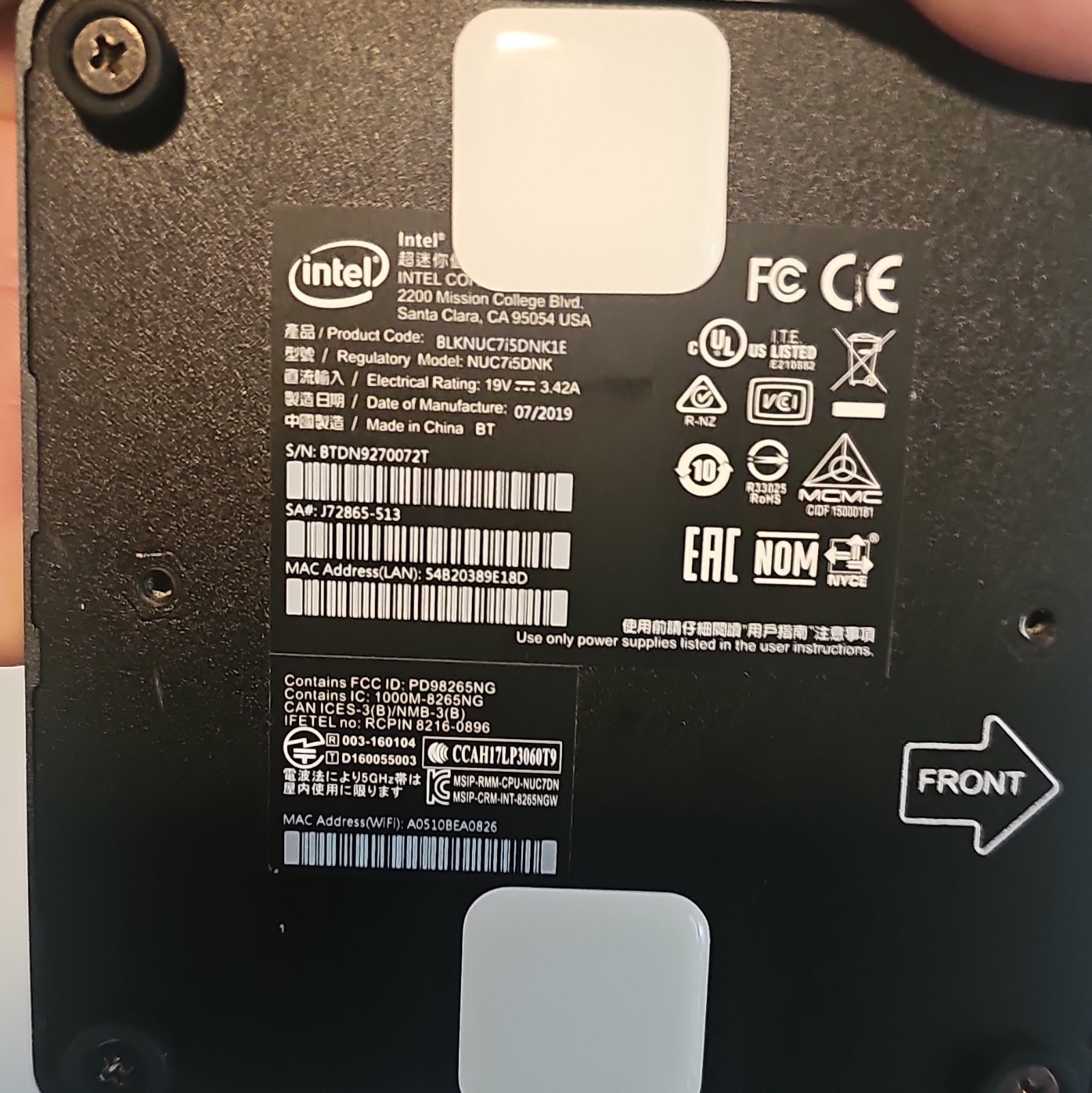 Intel NUC7i5DNK Mini PC Desktop i5VPRO HDMI USB 3.0 USB-C Wi-Fi BT Protected UHD