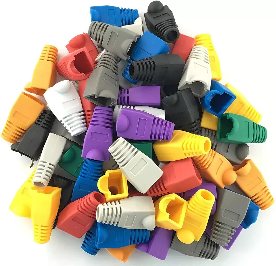 100 Pcs Mixed Color Cat5E Cat6 Rj45 Ethernet Network Cable Strain Relief Boots