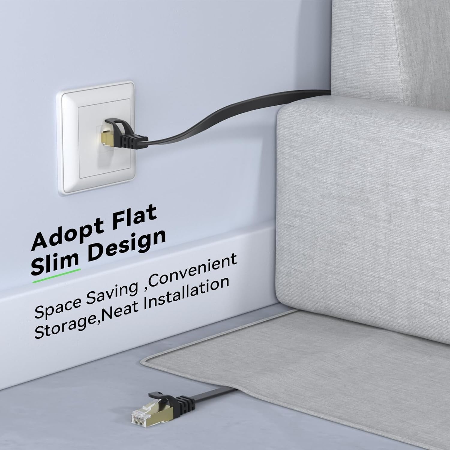 30FT Cat 8 Ethernet Cable – Durable, High-Speed Shielded Network Cord with Clips