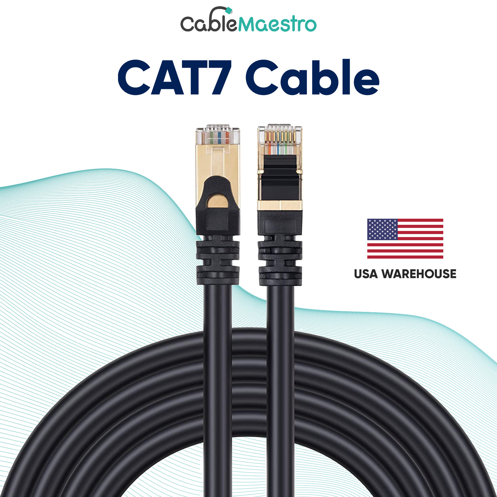 CAT7 Ethernet Cord LAN Copper Patch Cable Shielded Wire Gaming 6-200FT Lot Black