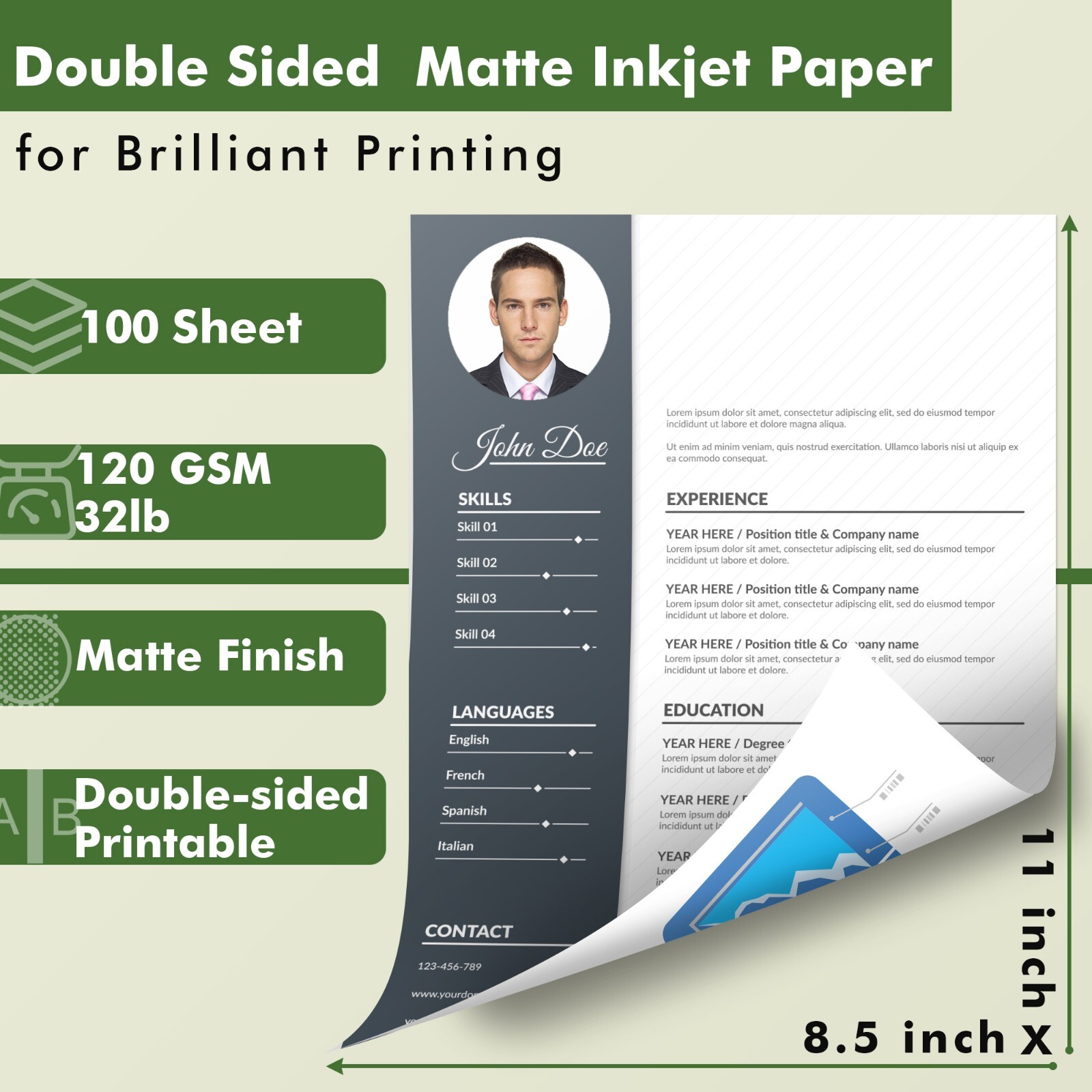Koala Photo Paper 8.5×11 Double Sided Matte 32lb for Inkjet Printers HP Flyers
