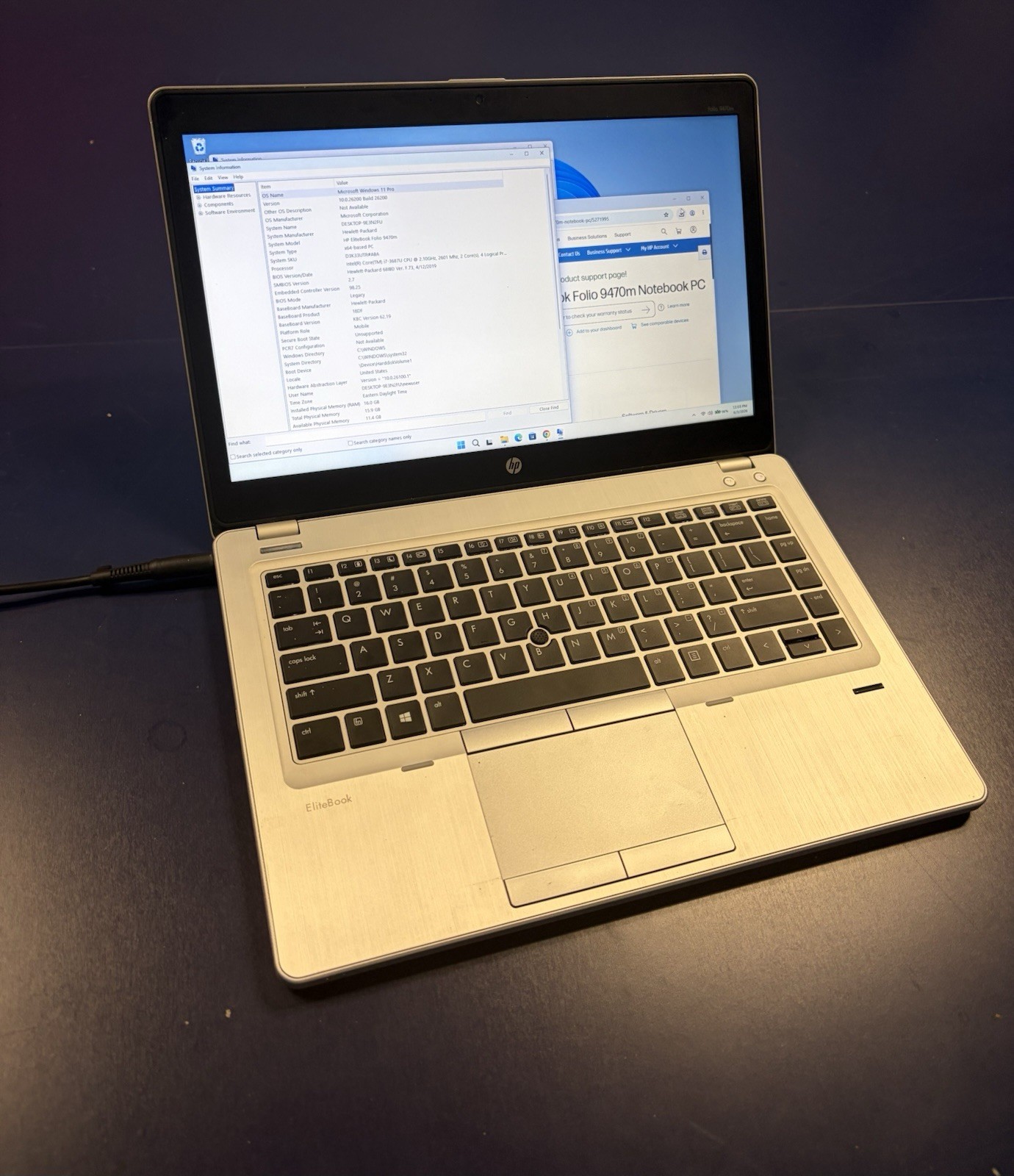 HP EliteBook Folio 9470m i7, 16GB RAM 250Gb SSD HD+, Win11 New Battery Clean