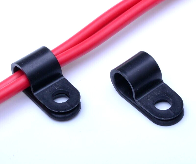 100 PCS PACK 1/8″ Inch R-Type CABLE CLAMPS NYLON BLACK HOSE WIRE ELECTRICAL UV