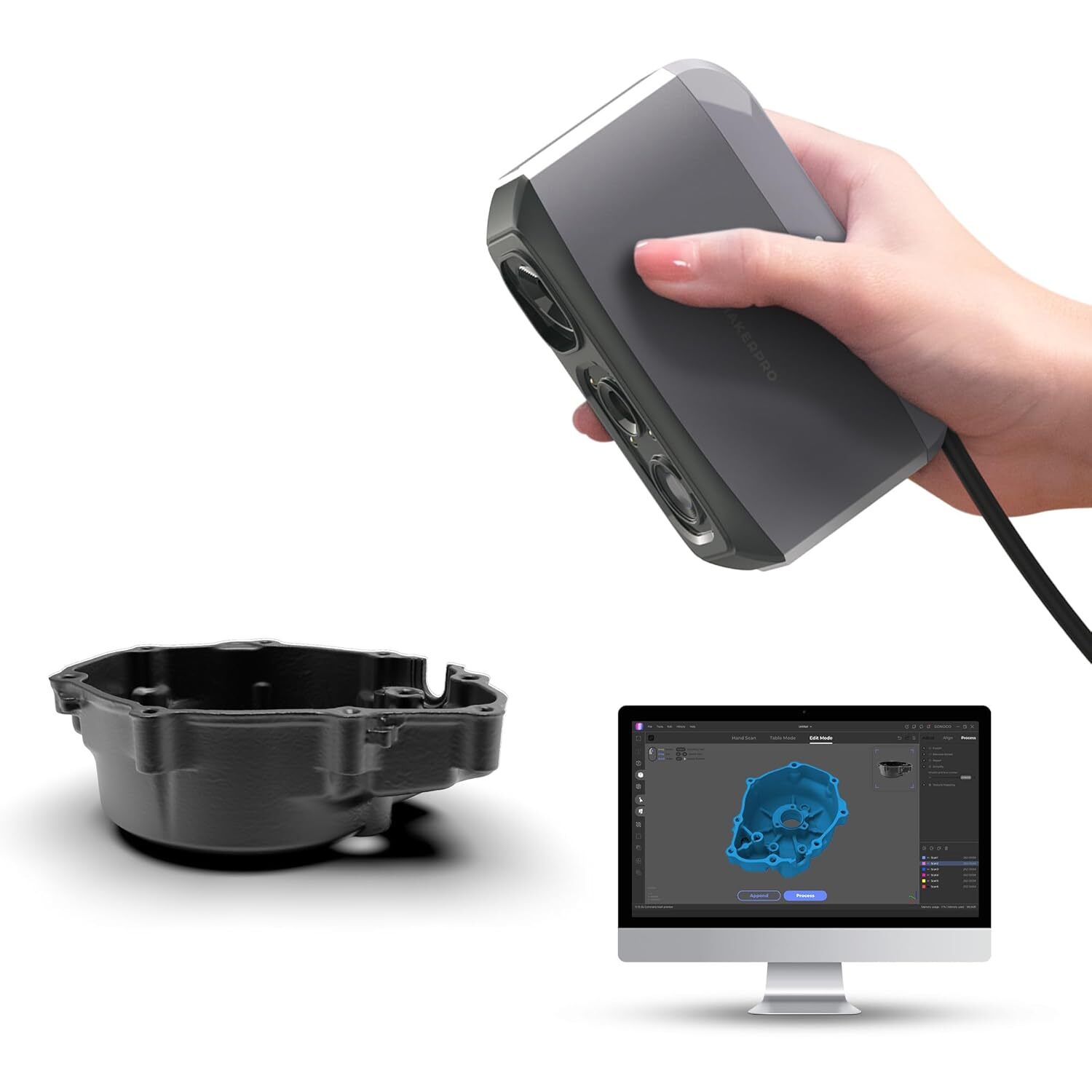 3DMakerpro Handheld 3D Scanner For 3D Printing 0.05mm Accuracy 10FPS Moose Lite