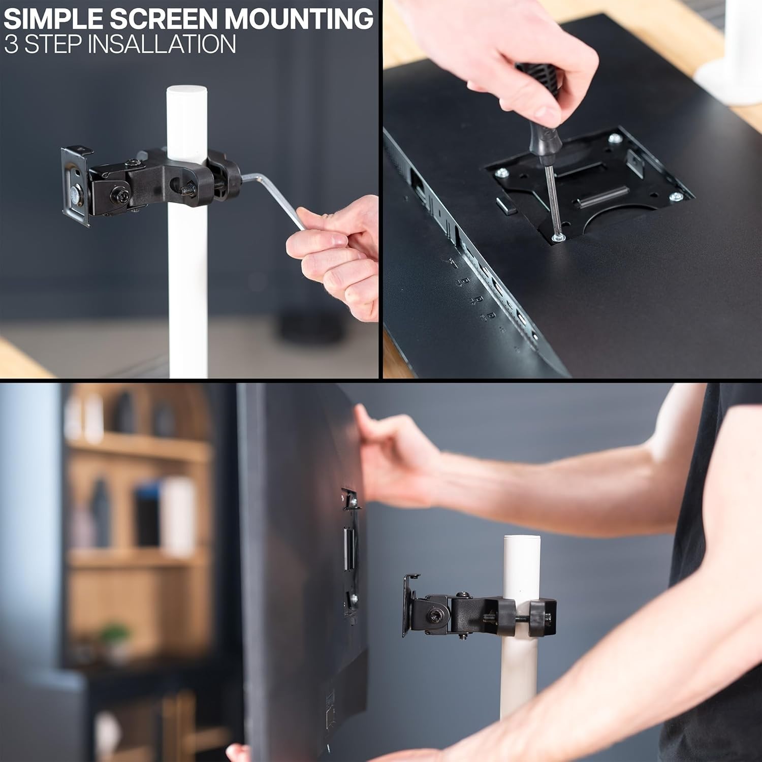 Steel Universal Bracket Pole Mount with Removable 75mm and 100mm VESA Plate, …