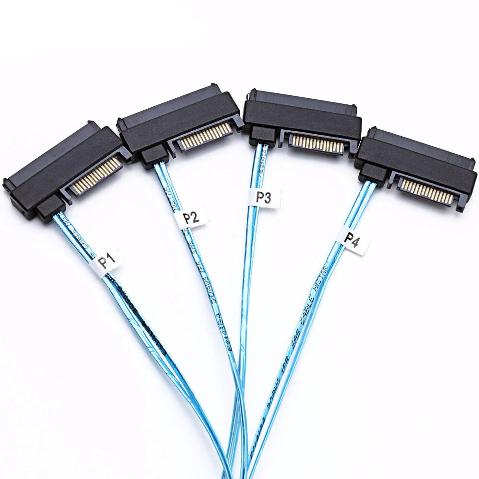 Mini SAS HDD SFF-8643 to 4 SFF-8482 Connector with Power Port Hard Drive 1M