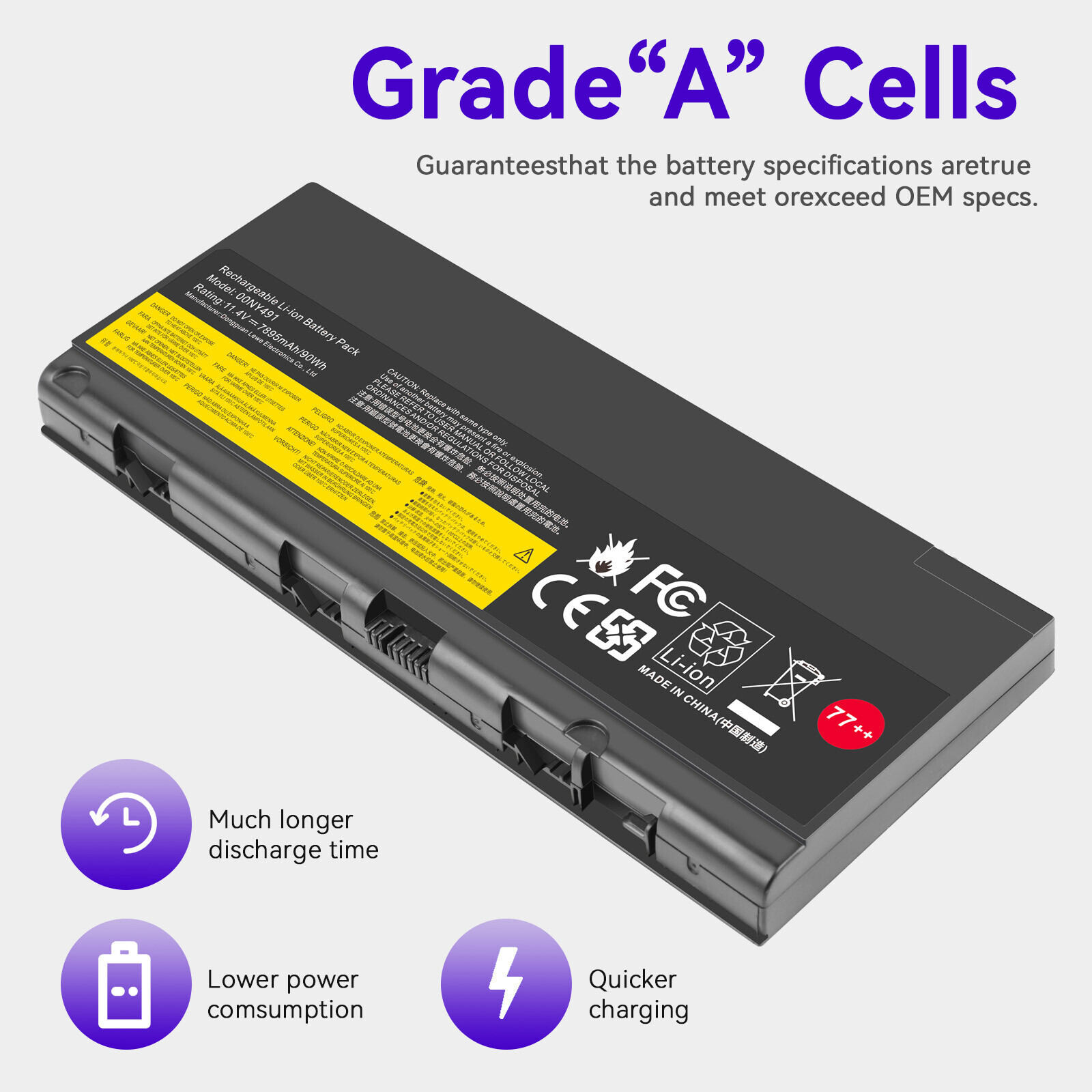77+ Battery for Lenovo Thinkpad P50 P51 P52 Series 00NY492 00NY493 90wh New