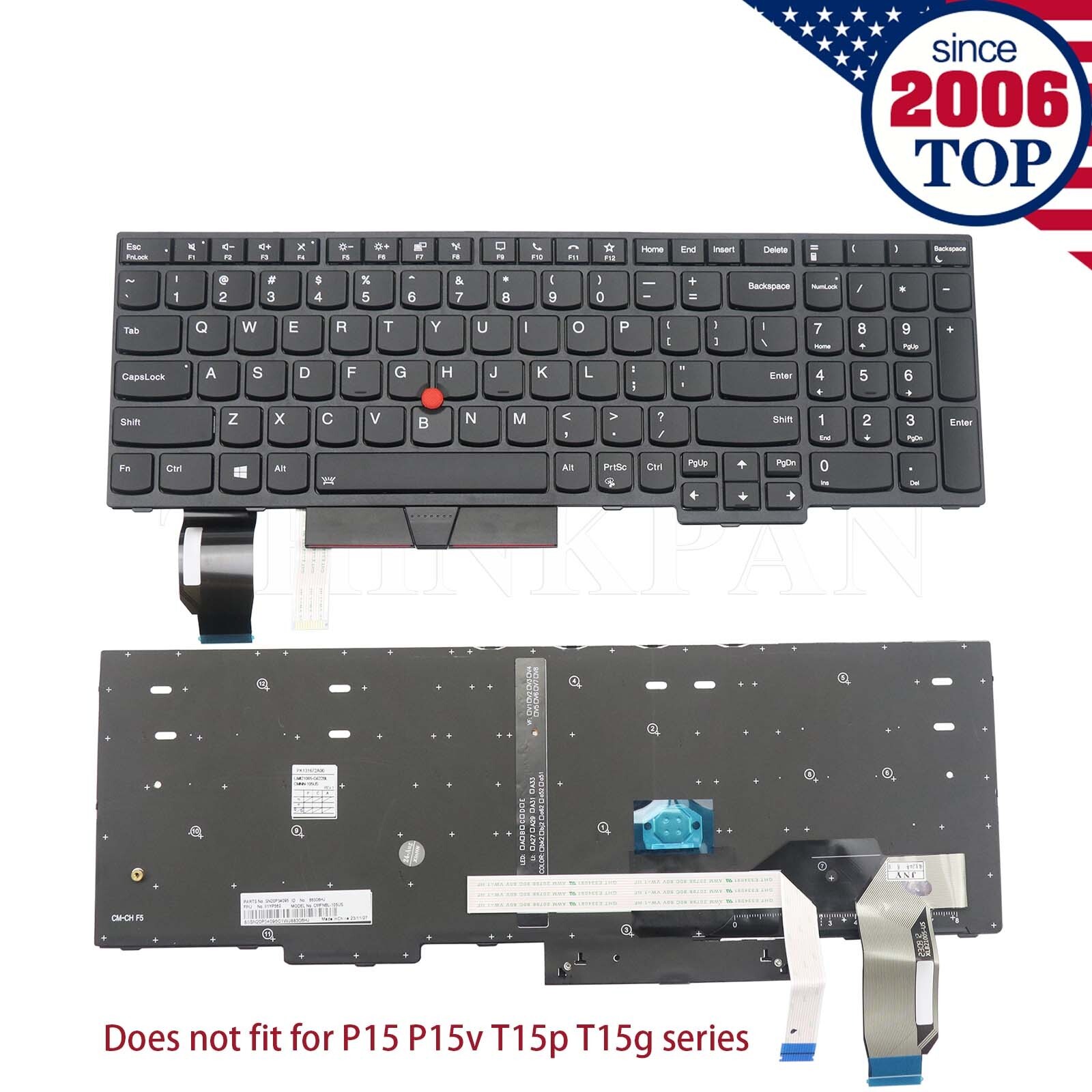 US Keyboard Backlit for Lenovo ThinkPad T15 Gen1 Gen2 P15s Gen1 Gen2 5N20V78108