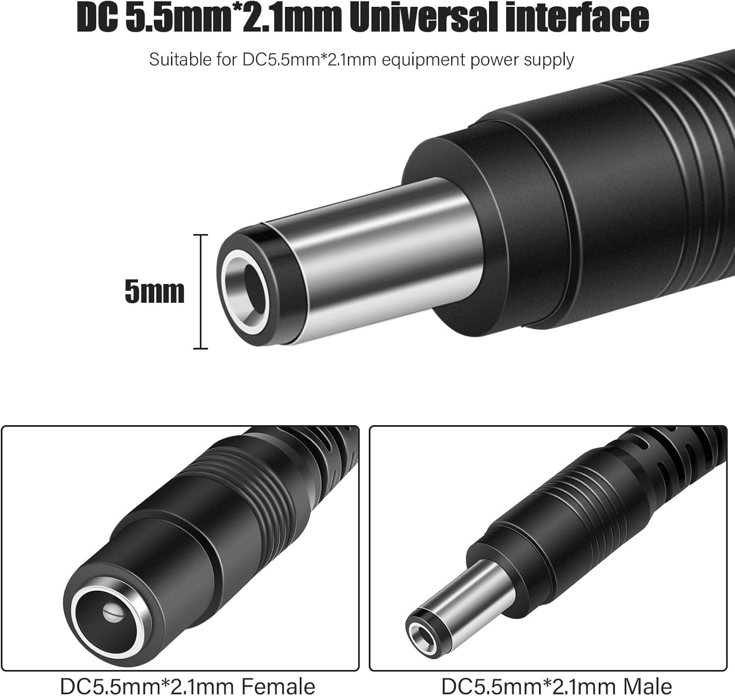 60ft Long 12V DC Power Extension Cable (10-Pack) for Security Devices