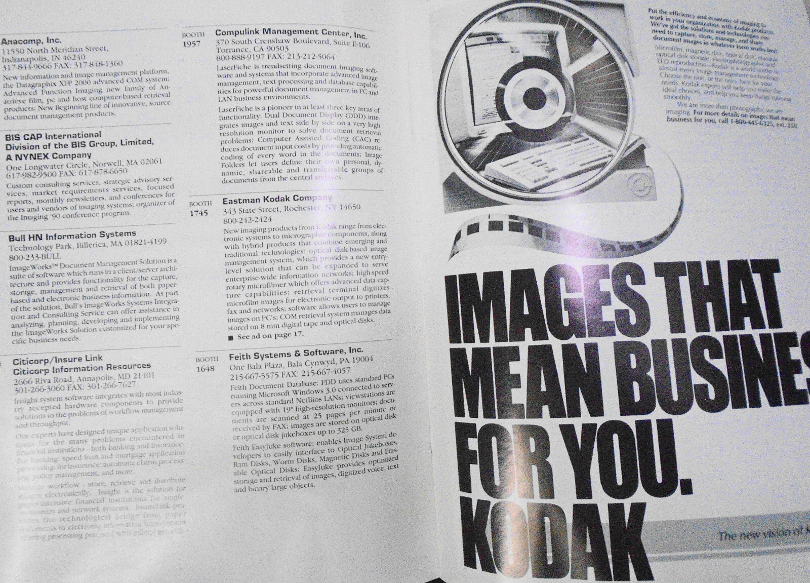 Imaging ’90, Official Directory & Buyer’s Guide – Oct. 1990 – Javits Center, NYC