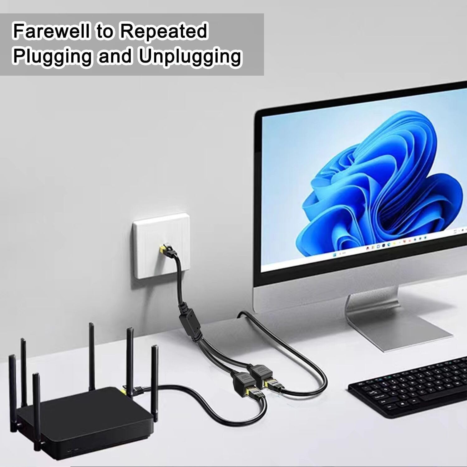 Reliable RJ45 Ethernet Splitter 1 Male to 2 Female for High-Speed Connection