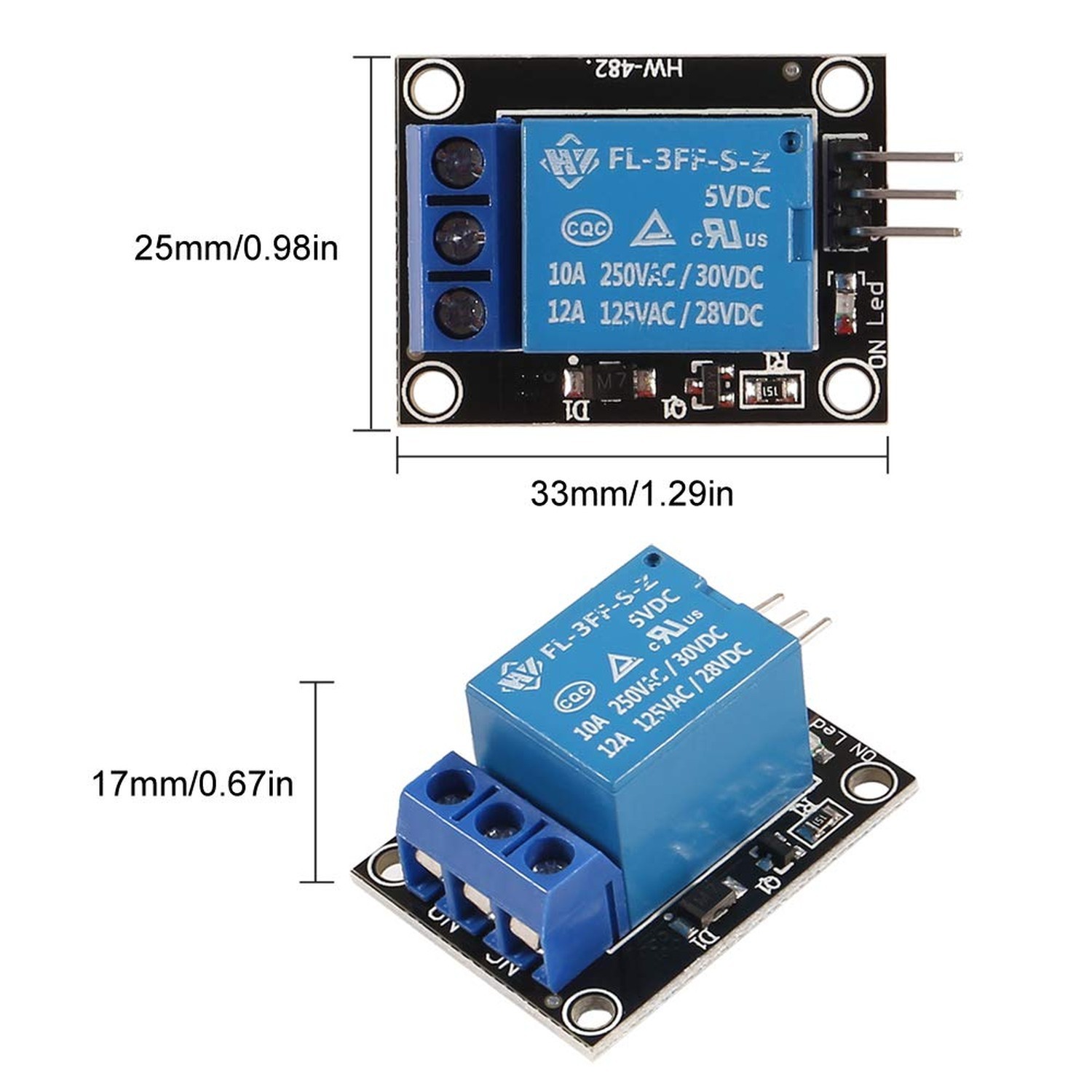 1 Channel Relay Shield Module, 3PCS DC 5V Indicator Light LED Module for Ardu…