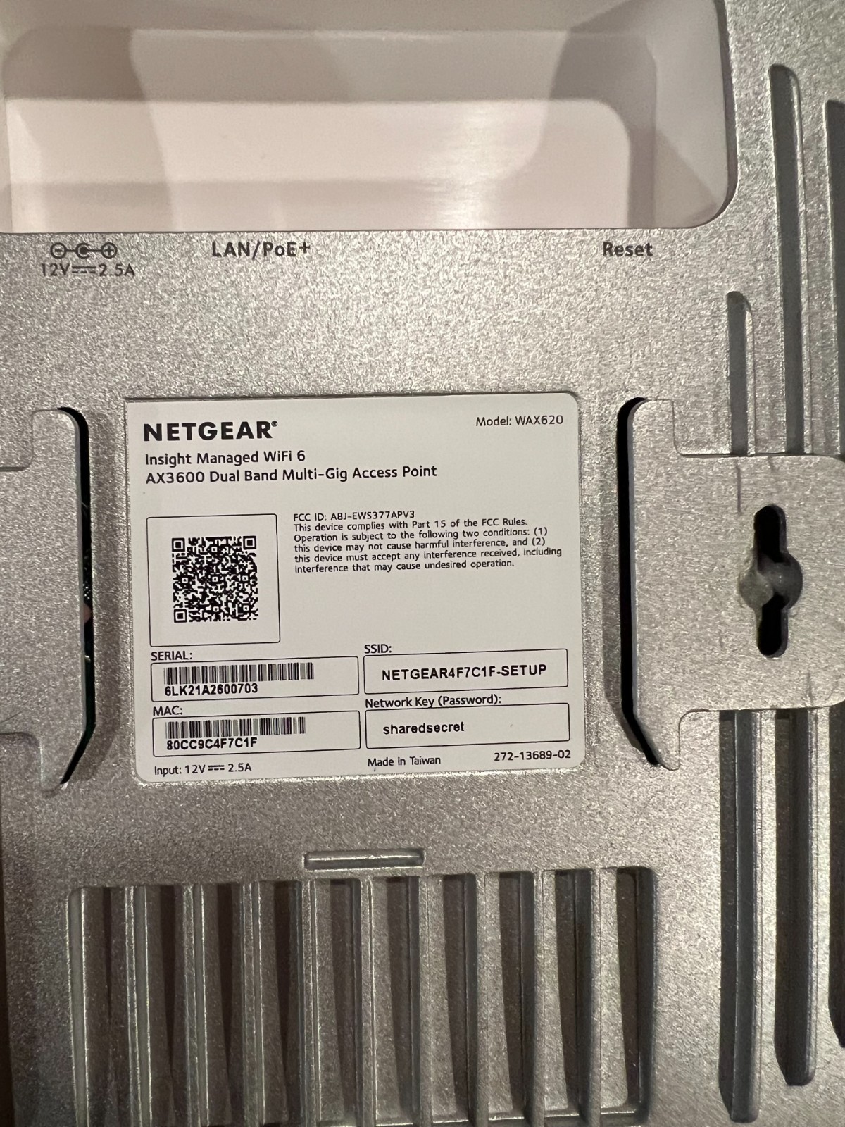 NETGEAR Business AX3600 (WAX620) Cloud Managed Wireless Access Point