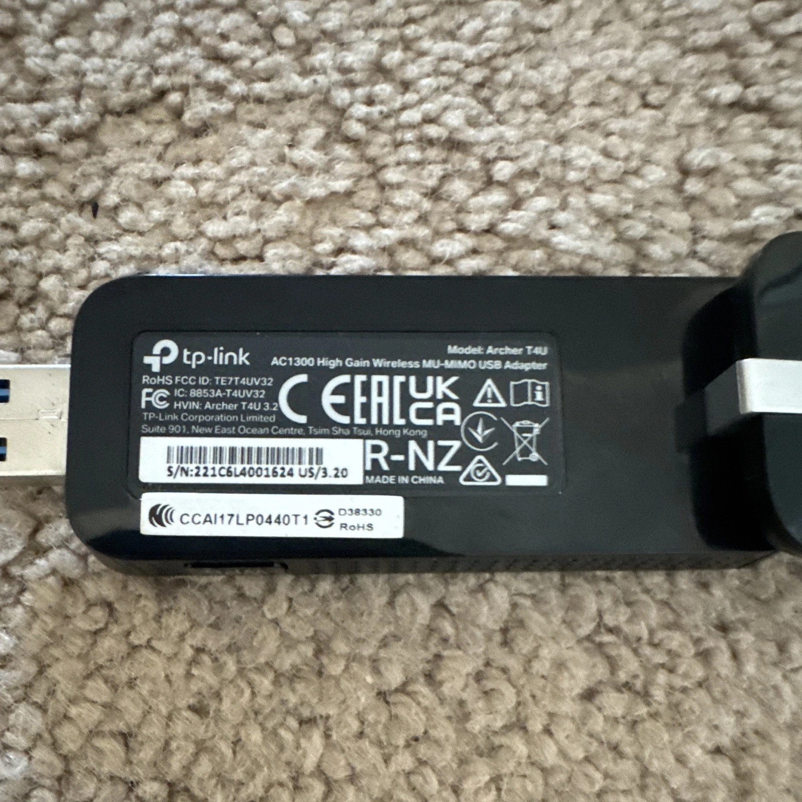 TP-LINK Archer T4U AC1300 USB 3.0 Wireless Adapter MU-MIMO WPS Black PC